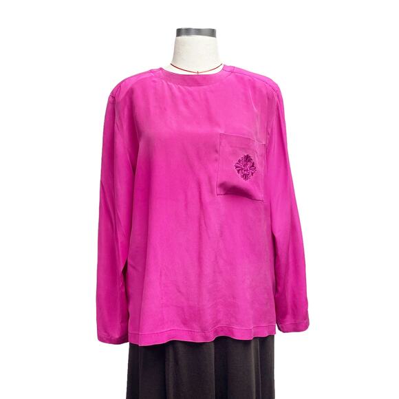 Vintage Austin Reed Regent Street Womens Size 14 Pink Silk Blouse - Picture 1 of 7